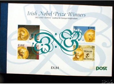 1994 Ireland Irish Nobel Prize Winner Commemorative Stamps Booklet Mint Never Hinged (MNH). Scanned images of panes included but item is complete booklet