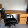 Solid Home Office Desk & Leather Chair Image 2
