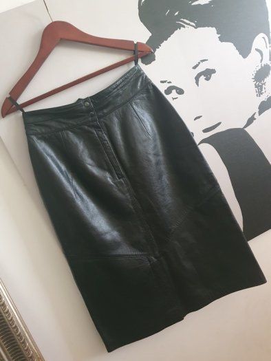 GIORGIO MOBIANI Black Leather Skirt With Pockets