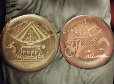 2 Vintage Egyptian Copper Wall Plates