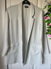 jacket grey green shade edge to edge blazer jacket size 12/14