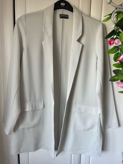 jacket grey green shade edge to edge blazer jacket size 12/14
