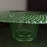 Uranium Glass Green Depression Footed Bowl Image 4