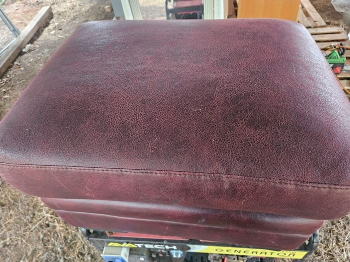 Burgundy Leather Ottoman.