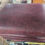Burgundy Leather Ottoman. Image 4