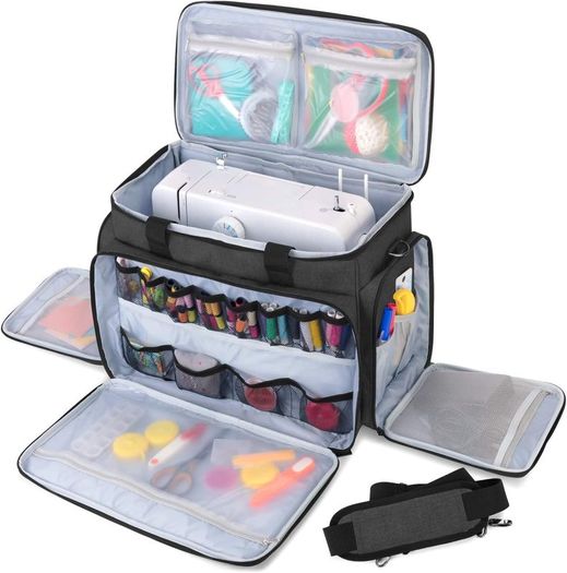 Sewing Machine Carrying Bag with Removable Pad, Travel Case for Sewing Machine and Accessories (Fit for Most Standard Sewing Machines), Black