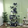 206cm Cat Tree, Multi-Level Cat Tower with Scratching Posts and Board, Beds, Condos, Platforms, Toy Balls, Dark Grey Image 2