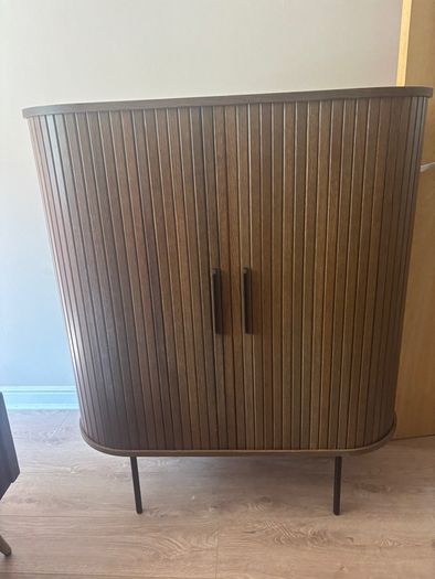 EZ Living Smoked Oak Tambour Door Cabinet - Nola