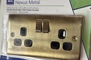 Double switched (13A) socket - antique brass