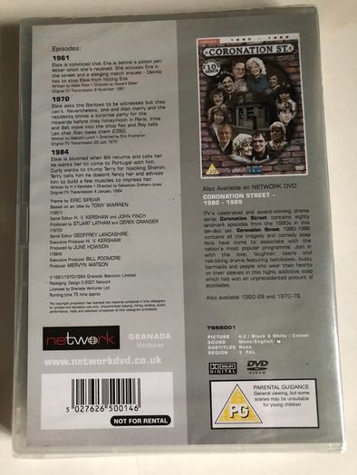 Coronation Street [2007] 3 Episodes with Elsie Tanner 1961, 1970, 1984 [DVD TV Boxset] STILL SEALED