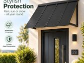 Fixed Metal Door & Window Awning  112.5 X 59cm Black Steel Canopy