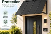 Fixed Metal Door &amp; Window Awning  112.5 X 59cm Black Steel Canopy