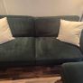 Dark Green Velvet Sofa & Footstool Image 6