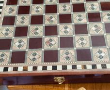 Egyptian Pharaoh Chess Set - Luxurious Chess board mother of pearl inlay Egyptian handmade and Metal Pieces