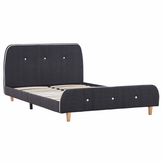 Bed Frame Dark Grey Fabric 120x190 cm