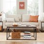 _Coffee table, living room table, coffee table with steel frame, 100 x 55 x 45 cm, simple structure, industrial design, vintage brown-black Image 5