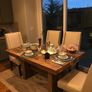 Solid reclaimed wood dining table w/ thick wood plank top. Quality construction. Seats 4-6. Natural patina. Imported from the US. Image 2