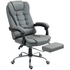 Office chair with footrest, desk chair, adjustable backrest, height-adjustable, Gray+Black+Silver
