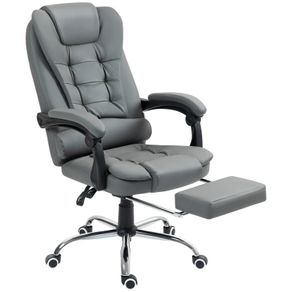 Office chair with footrest, desk chair, adjustable backrest, height-adjustable, Gray+Black+Silver