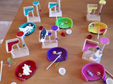 Handmade cat play sets for dolls houses