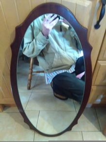 oval carved mahonghey mirror
