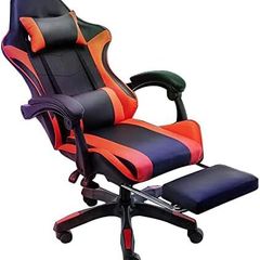 Gaming Chair Ergonomic Computer Chair Office Chair Desk Swivel Chair Adjustable Reclining Footrest Cushion Red