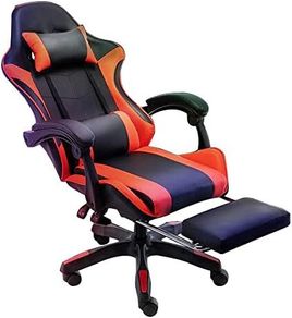 Gaming Chair Ergonomic Computer Chair Office Chair Desk Swivel Chair Adjustable Reclining Footrest Cushion Red
