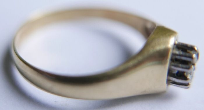 Vintage 14K White Yellow Gold  Diamond Wedding Engagement  Ring size P1/2 - 3,6g