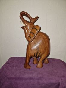 Large hand carved wooden Indian Elephant
