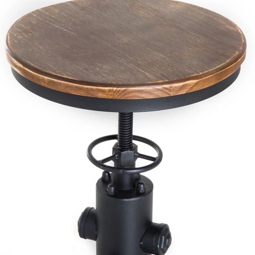 Bar stool Swivel Chair Dining Wooden Top Adjustable W/Footrest Pine Wood Steel Brown (FREE EXPRESS SHIPPING)