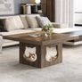 Industrial Square Coffee Table with Storage,Wood Coffee Table for Living Room,90cm Image 4