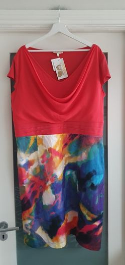 NASS Designed in Ireland block multi printed cowl neck dress Sz 22 UK - Bnwt Rrp 99 Sterling