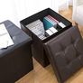 NEW SALE | Folding Ottoman Storage Box with Lid, Faux Leather Footstool Toy Storage Box Storage Seat 38 x 38 x 38 cm Image 4
