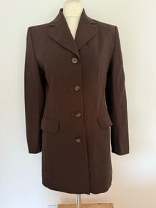 M&S brown wool long jacket size 10