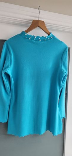 SAVIDA blue pearl neck top Sz XL (Fit 14-16UK)
