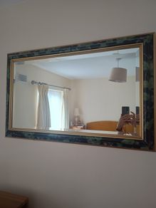 Mirror with black & green surround