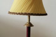 Vintage burgundy &amp; brass table lamp with antique shade