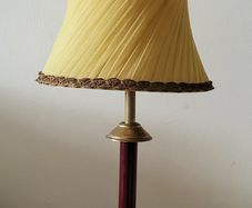 Vintage burgundy & brass table lamp with antique shade