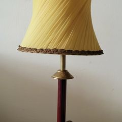 Vintage burgundy & brass table lamp with antique shade