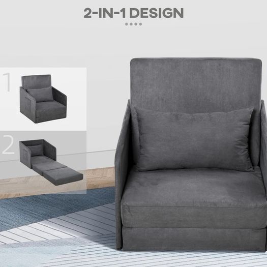 Faux Suede Single Sofa bed W/Pillow (FREE SHIPPING)