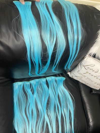 Sky Blue Ombre Clip In Hair Extensions