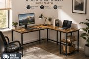 L Shaped Computer Desk with Storage Shelves Corner  Home Office Desk