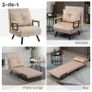 4-in-1 Velvet-Feel Single Chair Bed, with Throw Pillow - Beige Image 4