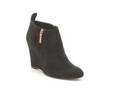 Clarks plus Lorenzo Ocean Black Suede wedge booties