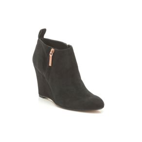 Clarks plus Lorenzo Ocean Black Suede wedge booties