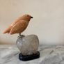 Hand-Carved Gemstone European Robin on Polished Quartz Base Image 5