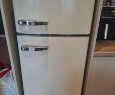 cream retro fridge