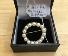 18ct White Gold Omega Pearl Brooch