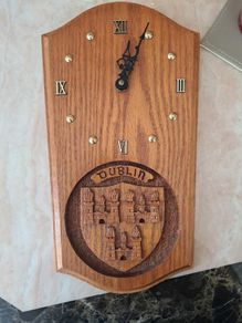 soild oak hand carved clock