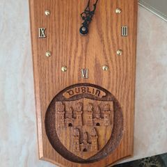 soild oak hand carved clock